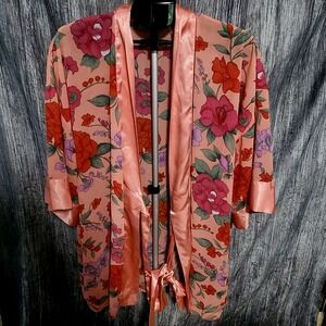 Victoria's Secret Floral Kimono Robe Gold Label Open Front Cover Up Duster